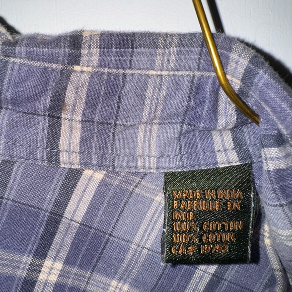 Timberland Vintage Men’s Plaid Long Sleeve Button Down Size XL Blue White Plaid - Picture 4 of 5